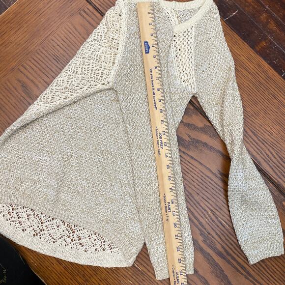 Boho knit night beach bonfire top bathing suit cover up spring summer coastal M - Picture 6 of 12